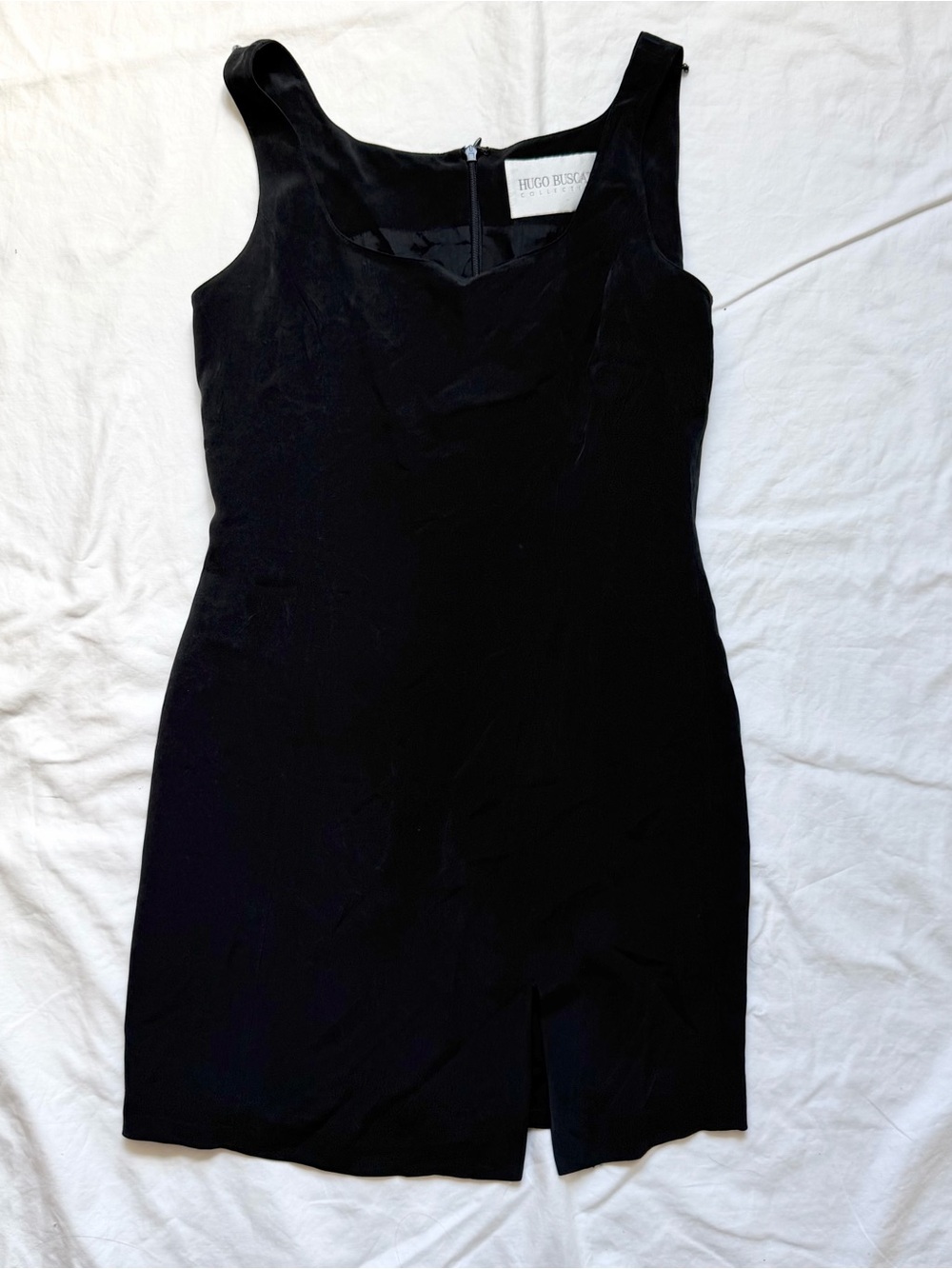 Vintage Hugo Buscati Black 100% Silk Mini Dress Size 6